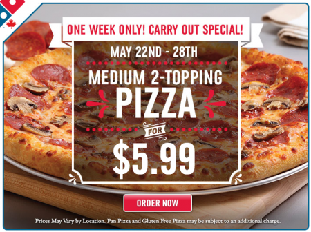 dominos pizza deal may 22