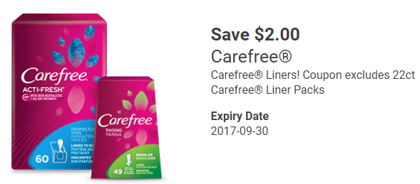 *NEW* Save $2.00 Off Carefree Liners Coupon | Free Stuff Finder Canada